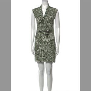Stella McCartney Green Printed Tie-Neck Sleeveless Dress